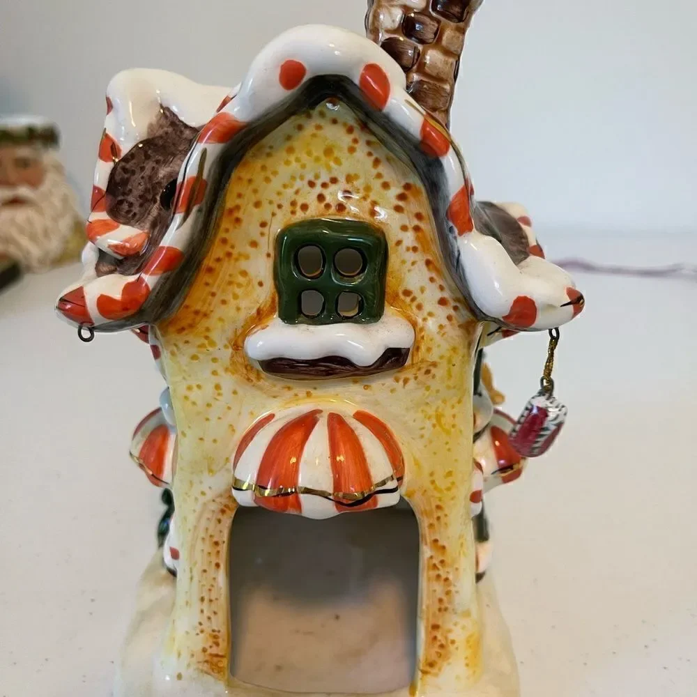 Vintage Gingerbread House hanging charms tea light cottage